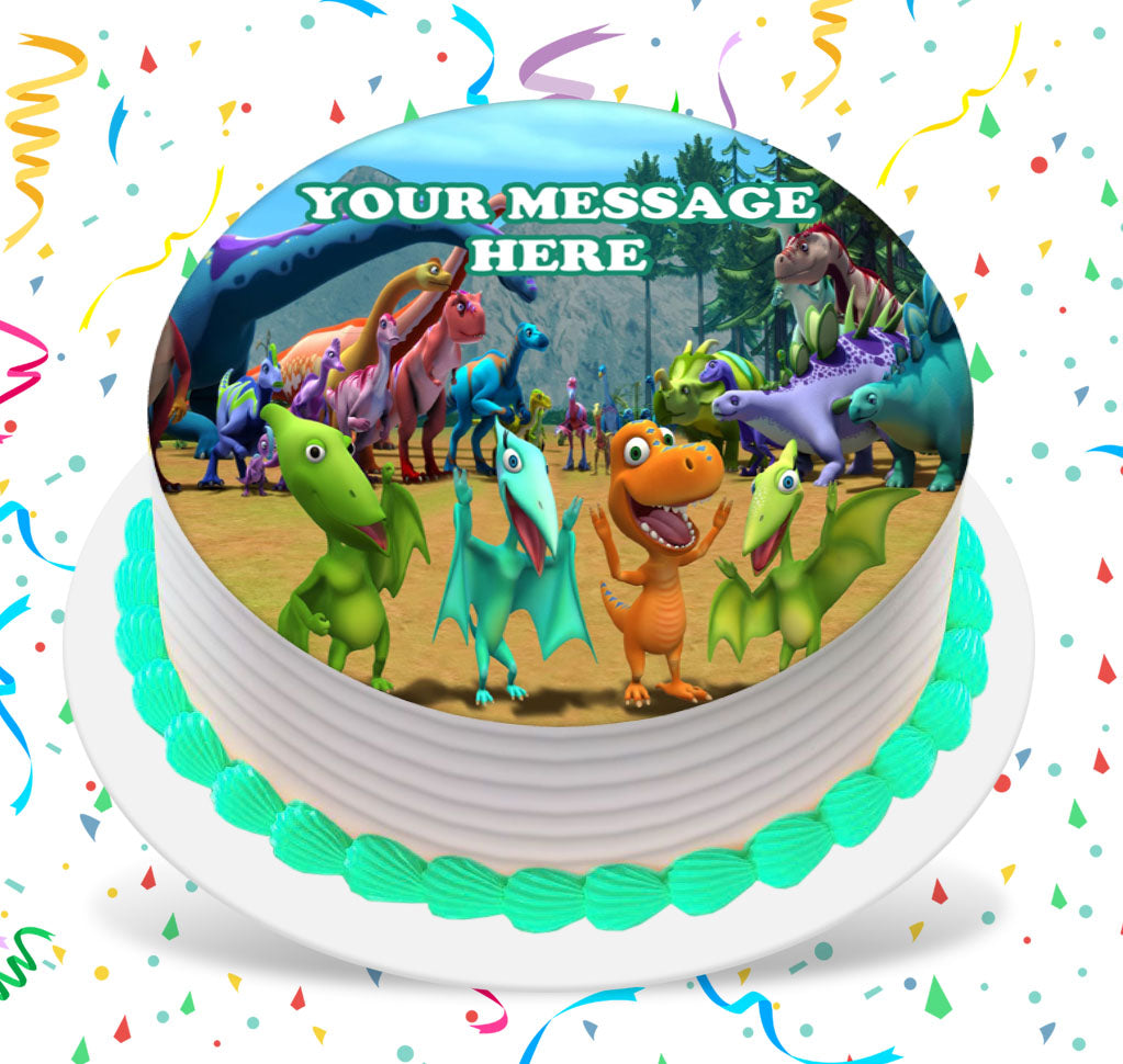 Dinosaur Train Edible Image Cake Topper Personalized Birthday Sheet Custom Frosting Round Circle