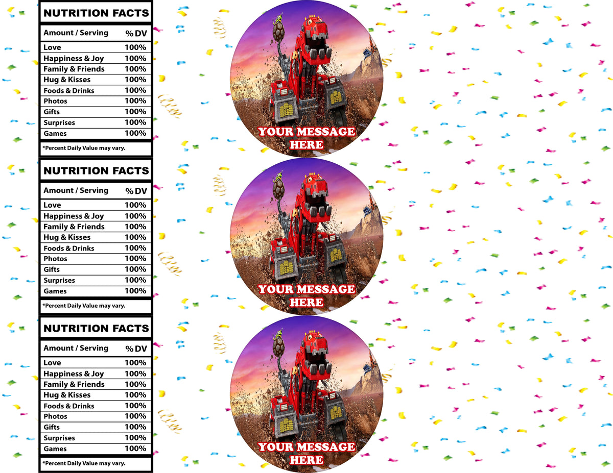 Dinotrux Water Bottle Stickers 12 Pcs Labels Party Favors Supplies Decorations