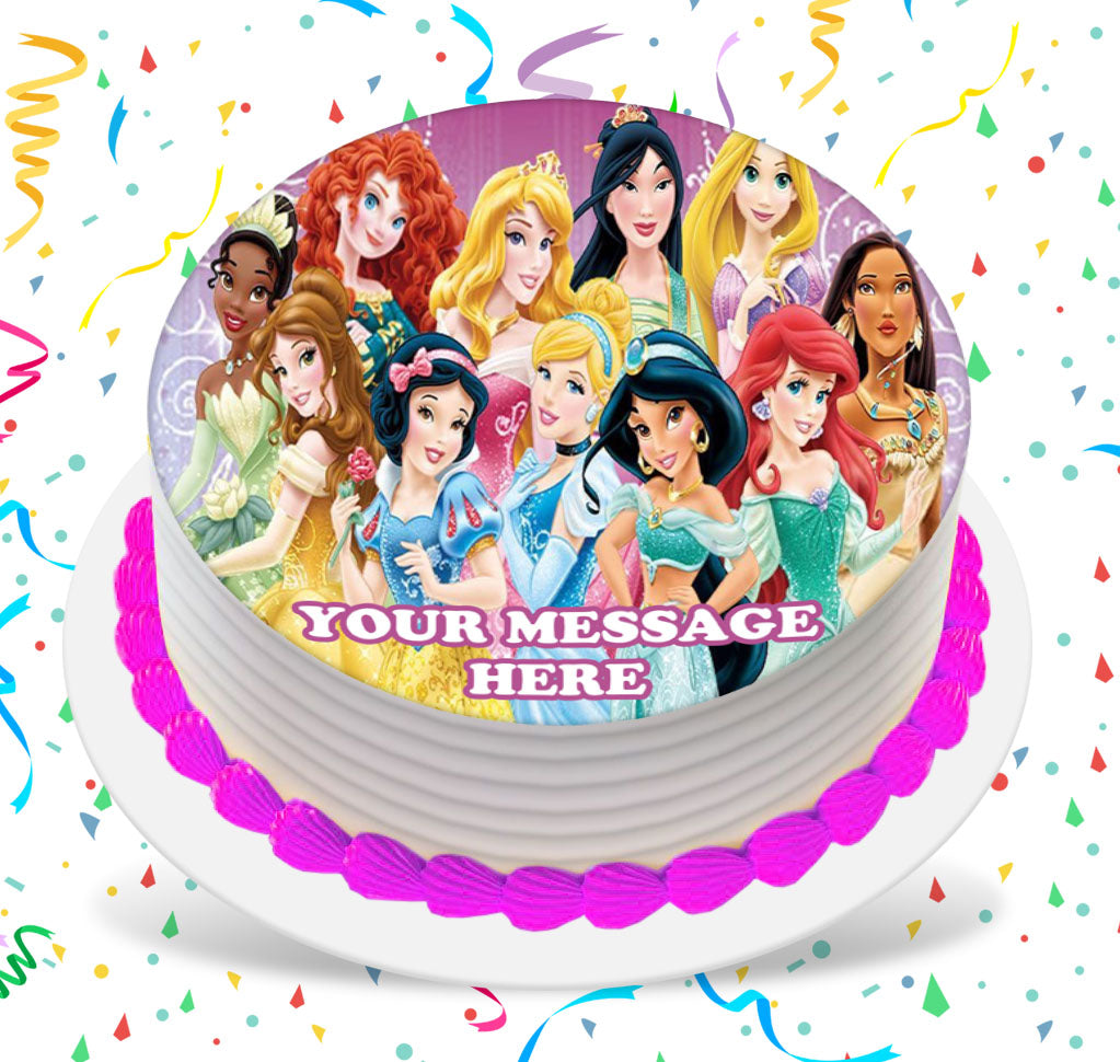 Disney Princess Edible Image Cake Topper Personalized Birthday Sheet Custom Frosting Round Circle