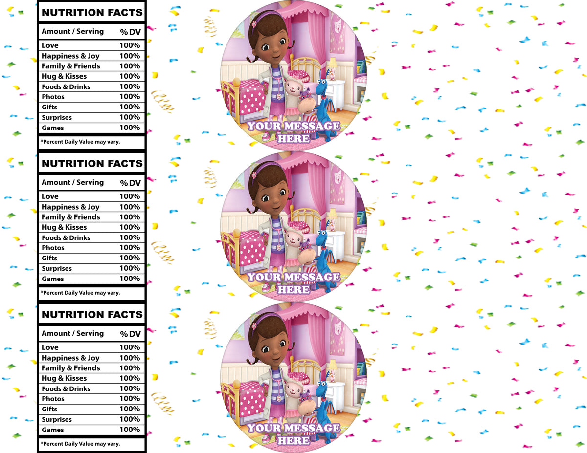 Doc McStuffins Water Bottle Stickers 12 Pcs Labels Party Favors Supplies Decorations