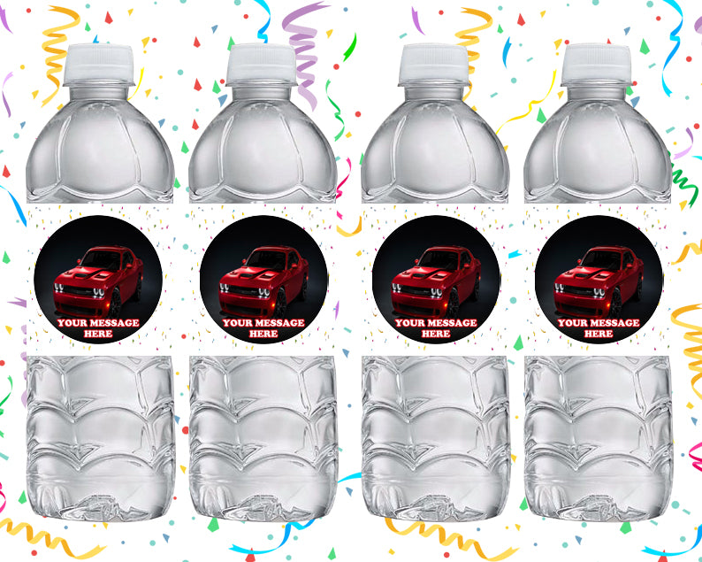 Dodge Challenger Water Bottle Stickers 12 Pcs Labels Party Favors Supplies Decorations