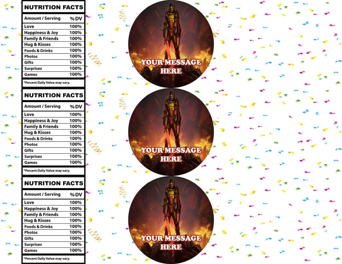 Doom Eternal Water Bottle Stickers 12 Pcs Labels Party Favors Supplies Decorations