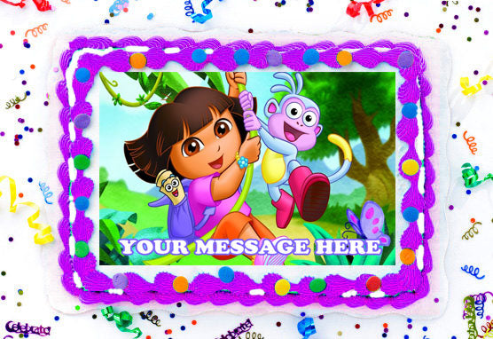 Dora The Explorer Edible Image Cake Topper Personalized Birthday Sheet Decoration Custom Party Frosting Transfer Fondant