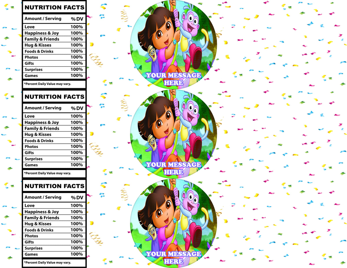 Dora The Explorer Water Bottle Stickers 12 Pcs Labels Party Favors Supplies Decorations