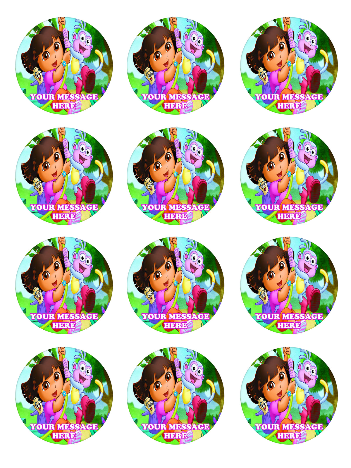 Dora The Explorer Edible Cupcake Toppers (12 Images) Cake Image Icing Sugar Sheet
