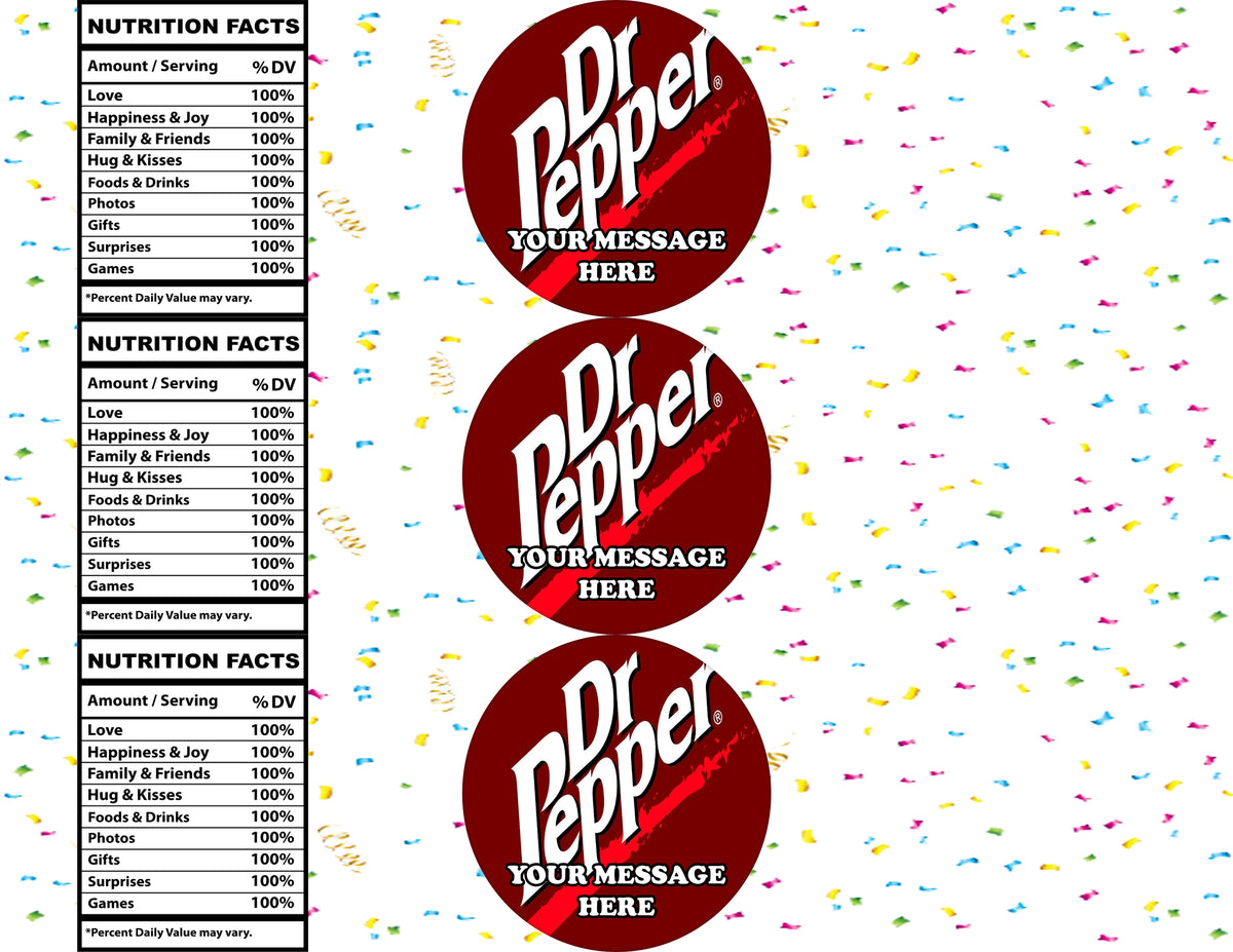 Dr Pepper Water Bottle Stickers 12 Pcs Labels Party Favors Supplies Decorations