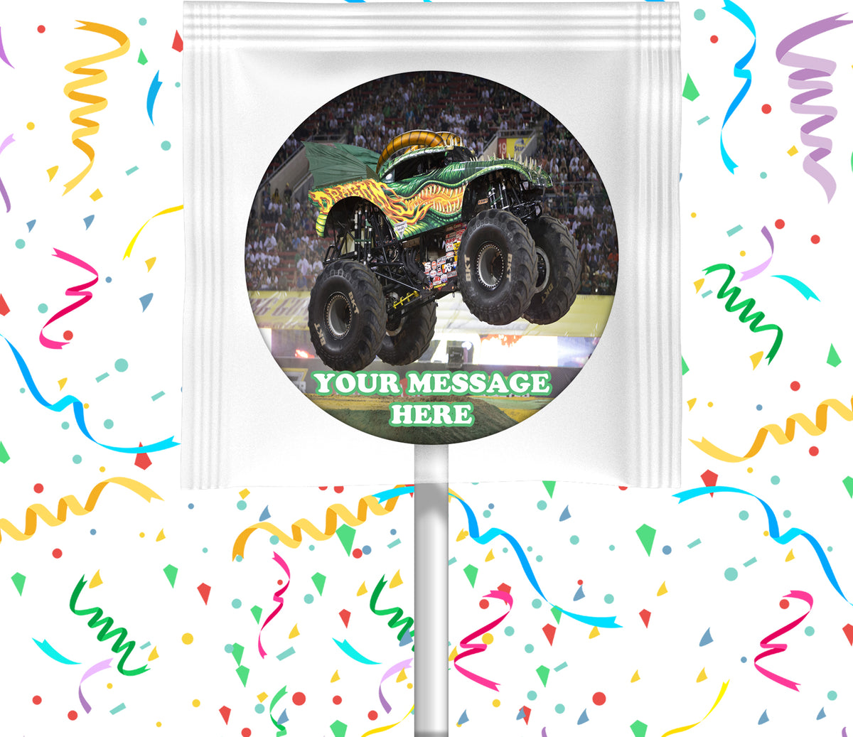 Dragon Monster Jam Truck Lollipops Party Favors Personalized Suckers 12 Pcs