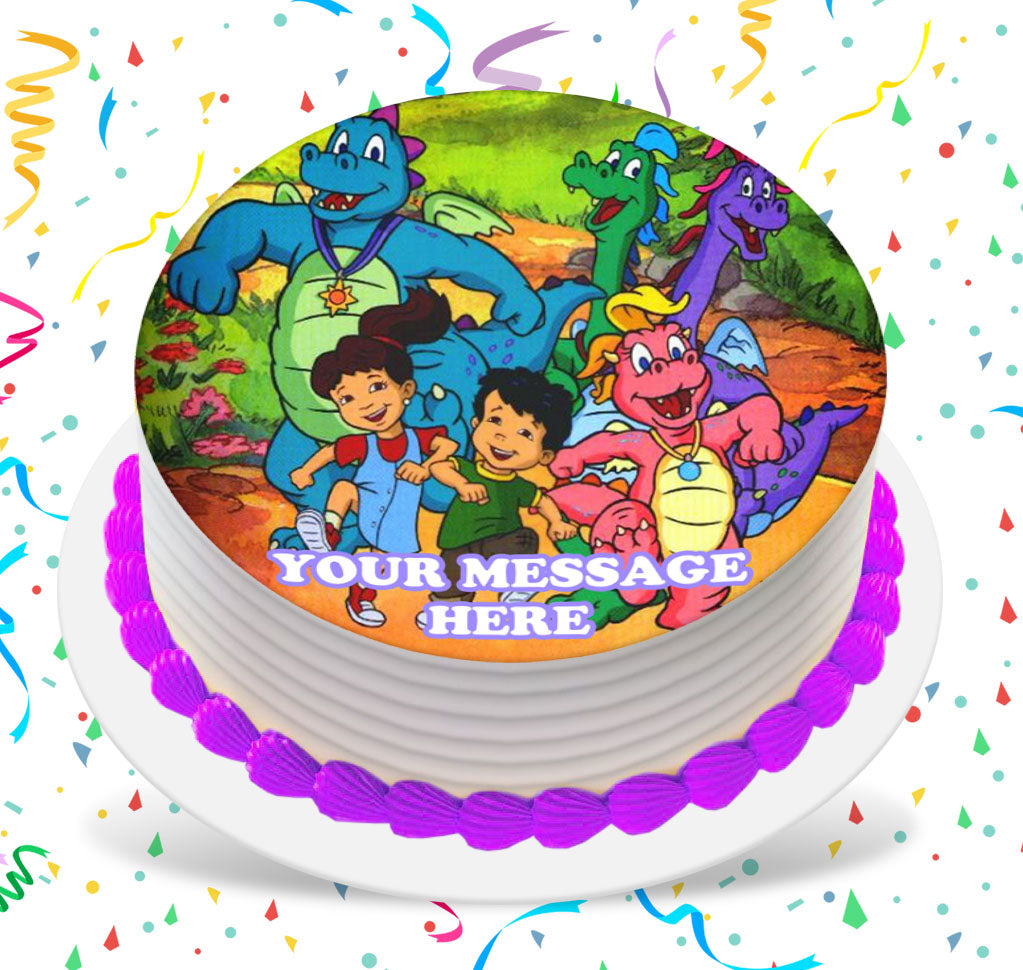 Dragon Tales Edible Image Cake Topper Personalized Birthday Sheet Custom Frosting Round Circle