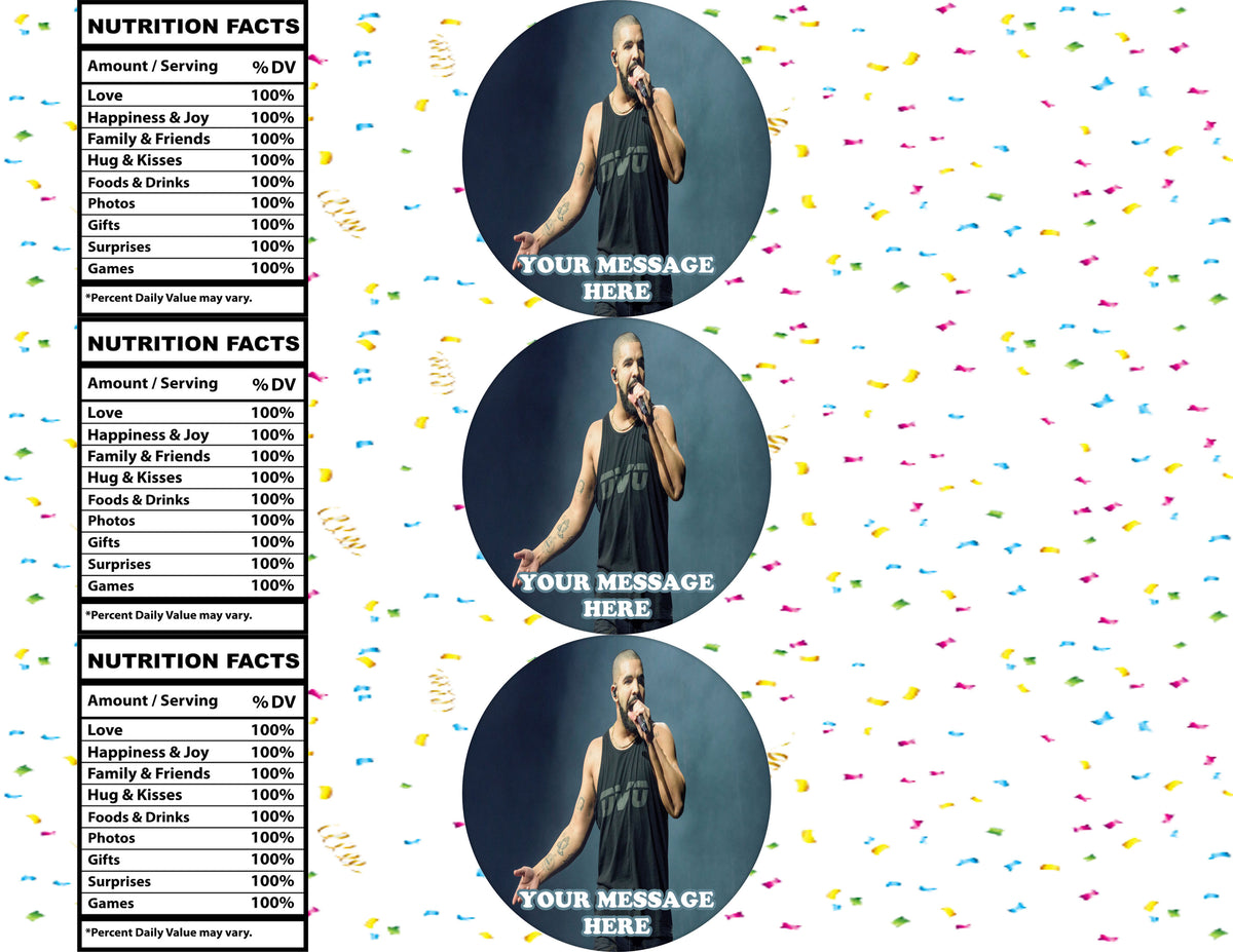 Drake Water Bottle Stickers 12 Pcs Labels Party Favors Supplies Decorations