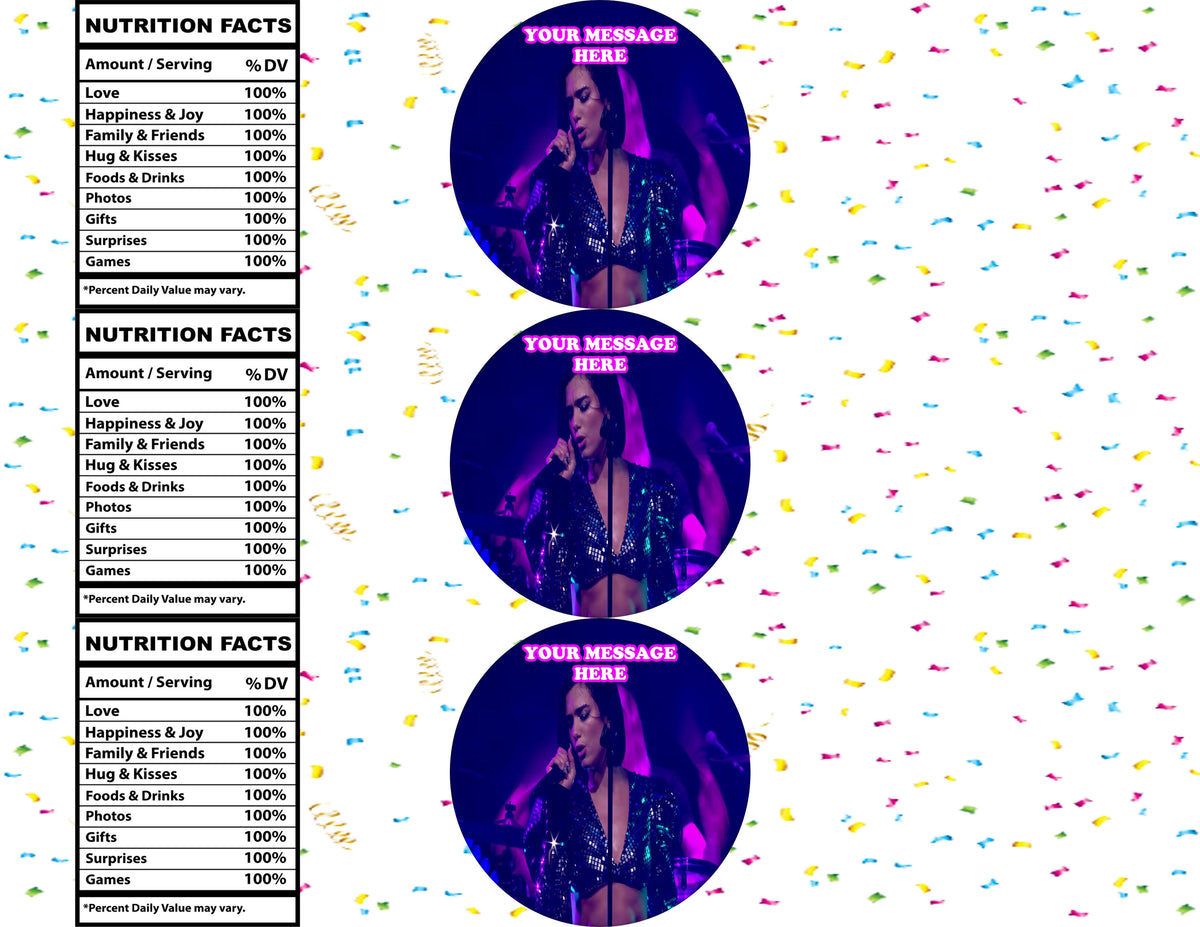 Dua Lipa Water Bottle Stickers 12 Pcs Labels Party Favors Supplies Decorations