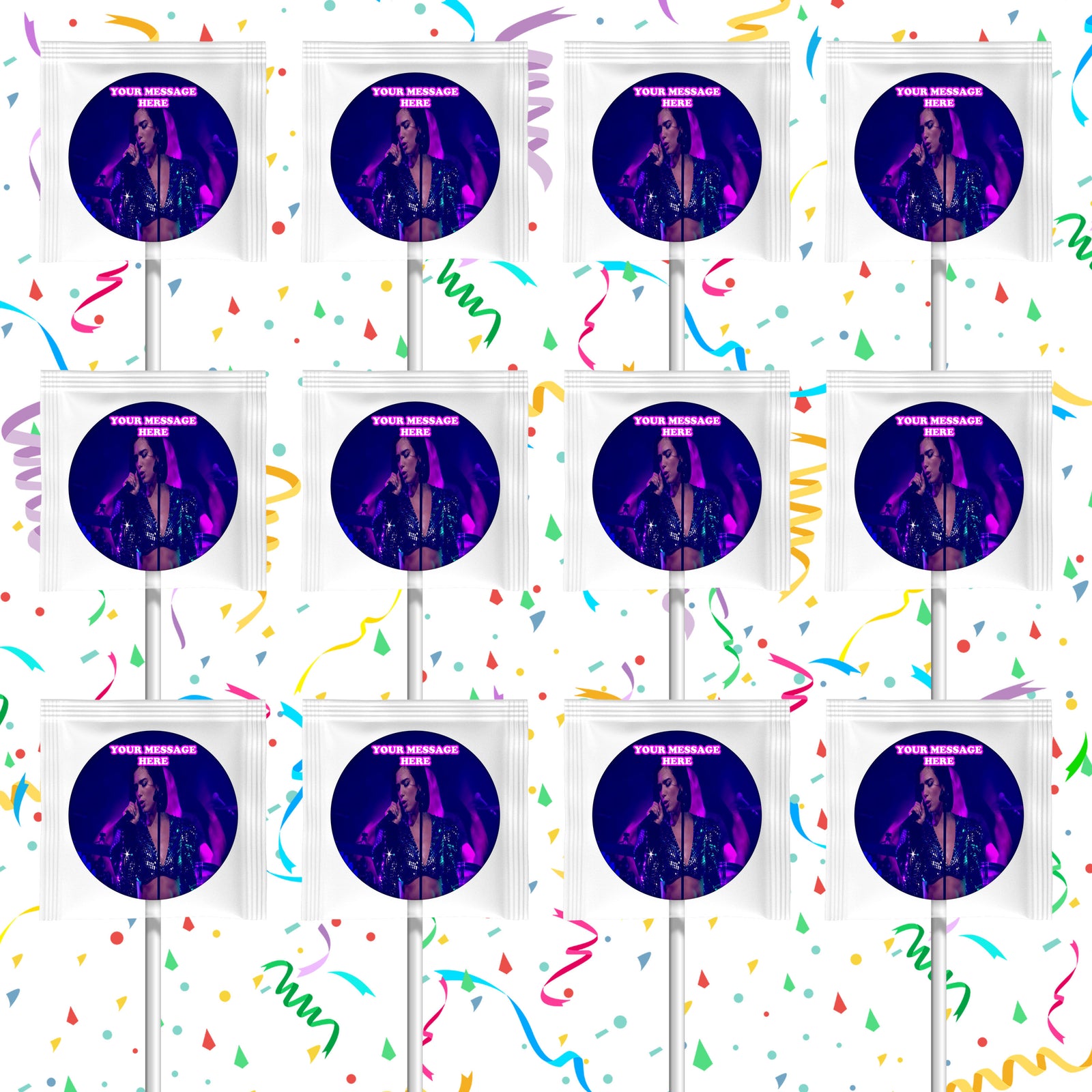Dua Lipa Lollipops Party Favors Personalized Suckers 12 Pcs