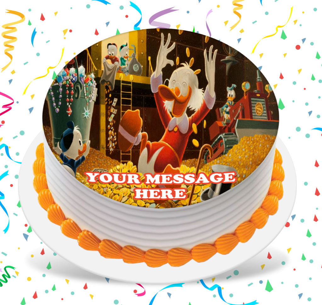 DuckTales Edible Image Cake Topper Personalized Birthday Sheet Custom Frosting Round Circle