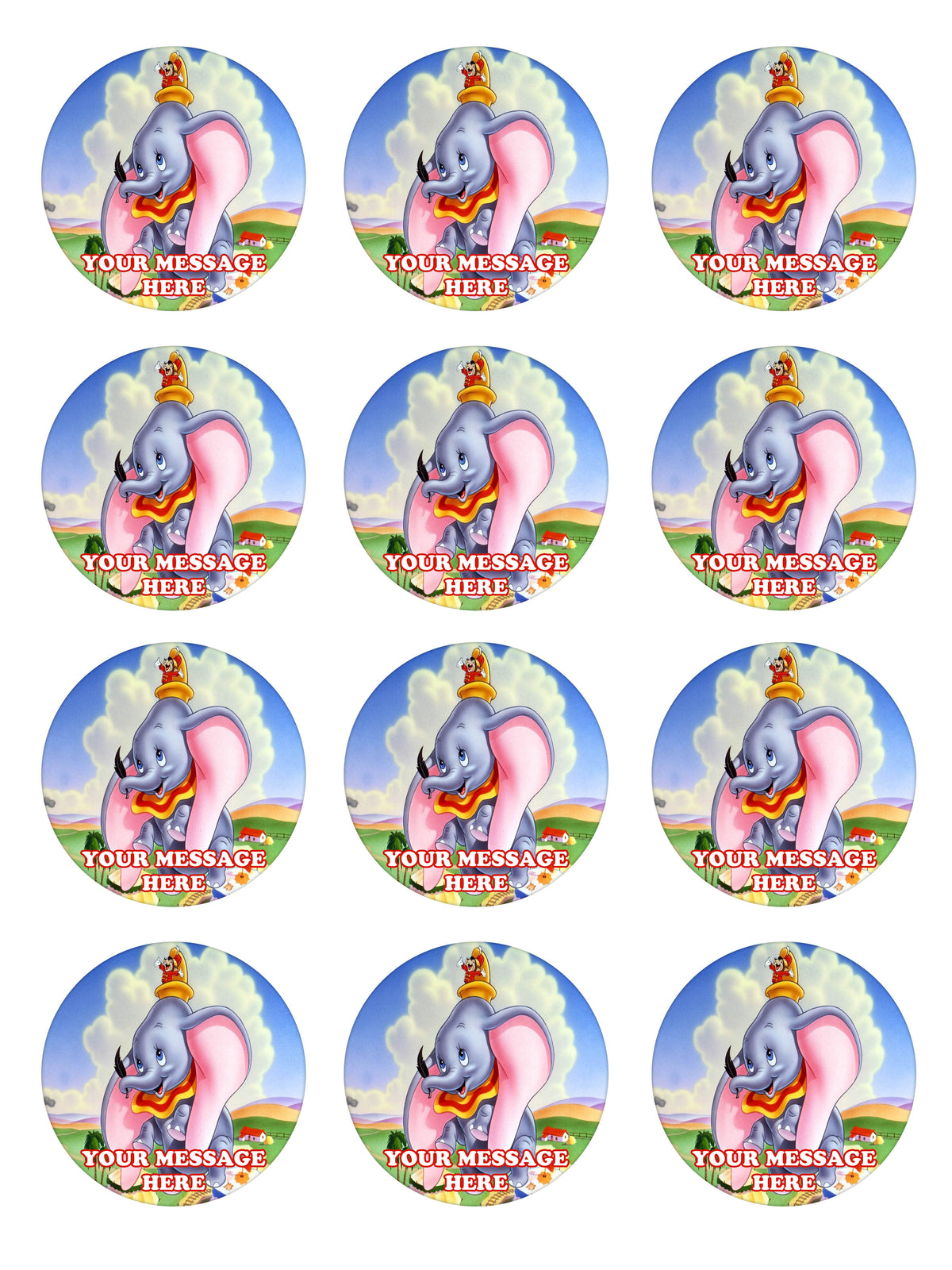 Dumbo Edible Cupcake Toppers (12 Images) Cake Image Icing Sugar Sheet