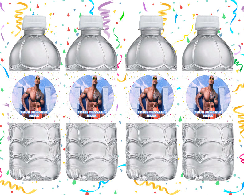 Dwayne Johnson Water Bottle Stickers 12 Pcs Labels Party Favors Supplies Decorations