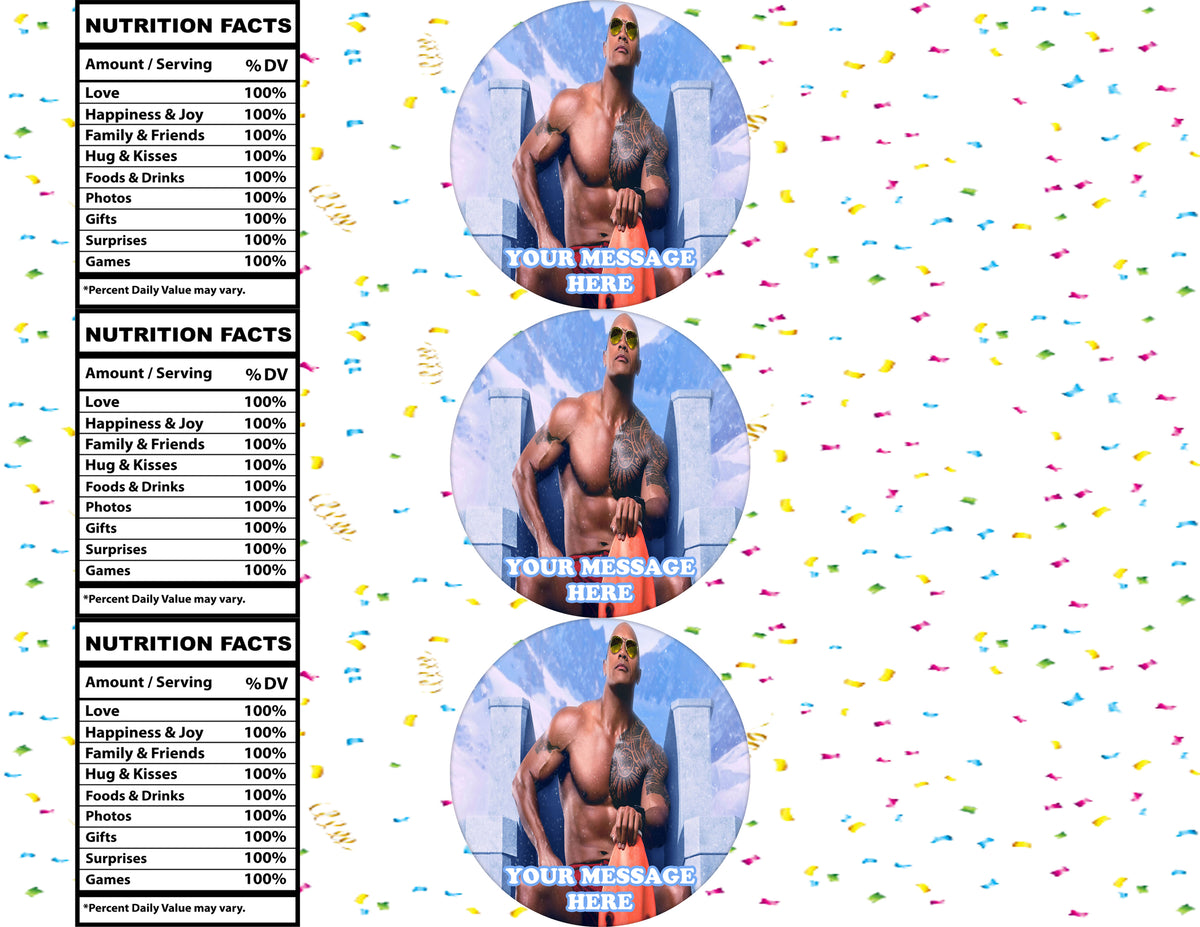 Dwayne Johnson Water Bottle Stickers 12 Pcs Labels Party Favors Supplies Decorations