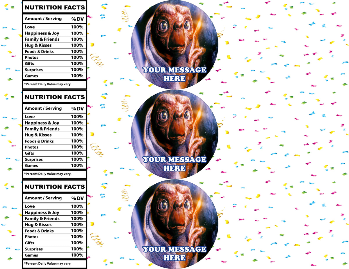 ET Extra Terrestrial Water Bottle Stickers 12 Pcs Labels Party Favors Supplies Decorations