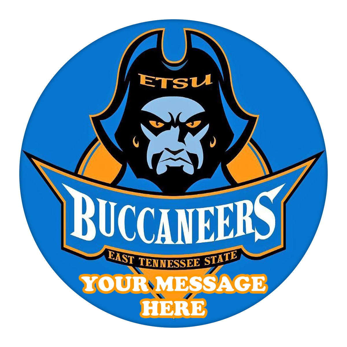 East Tennessee State Buccaneers Edible Image Cake Topper Personalized Birthday Sheet Custom Frosting Round Circle