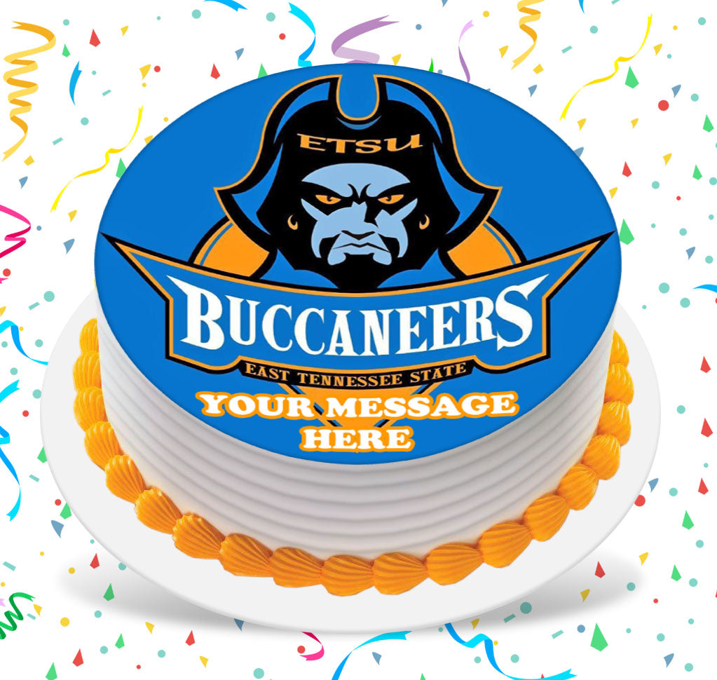 East Tennessee State Buccaneers Edible Image Cake Topper Personalized Birthday Sheet Custom Frosting Round Circle