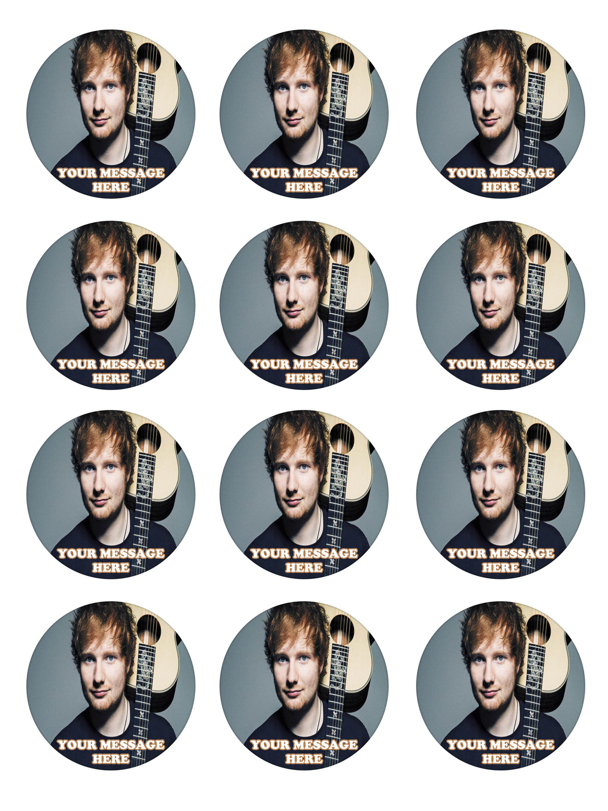 Ed Sheeran Edible Cupcake Toppers (12 Images) Cake Image Icing Sugar Sheet