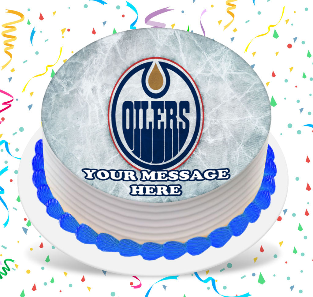 Edmonton Oilers Edible Image Cake Topper Personalized Birthday Sheet Custom Frosting Round Circle