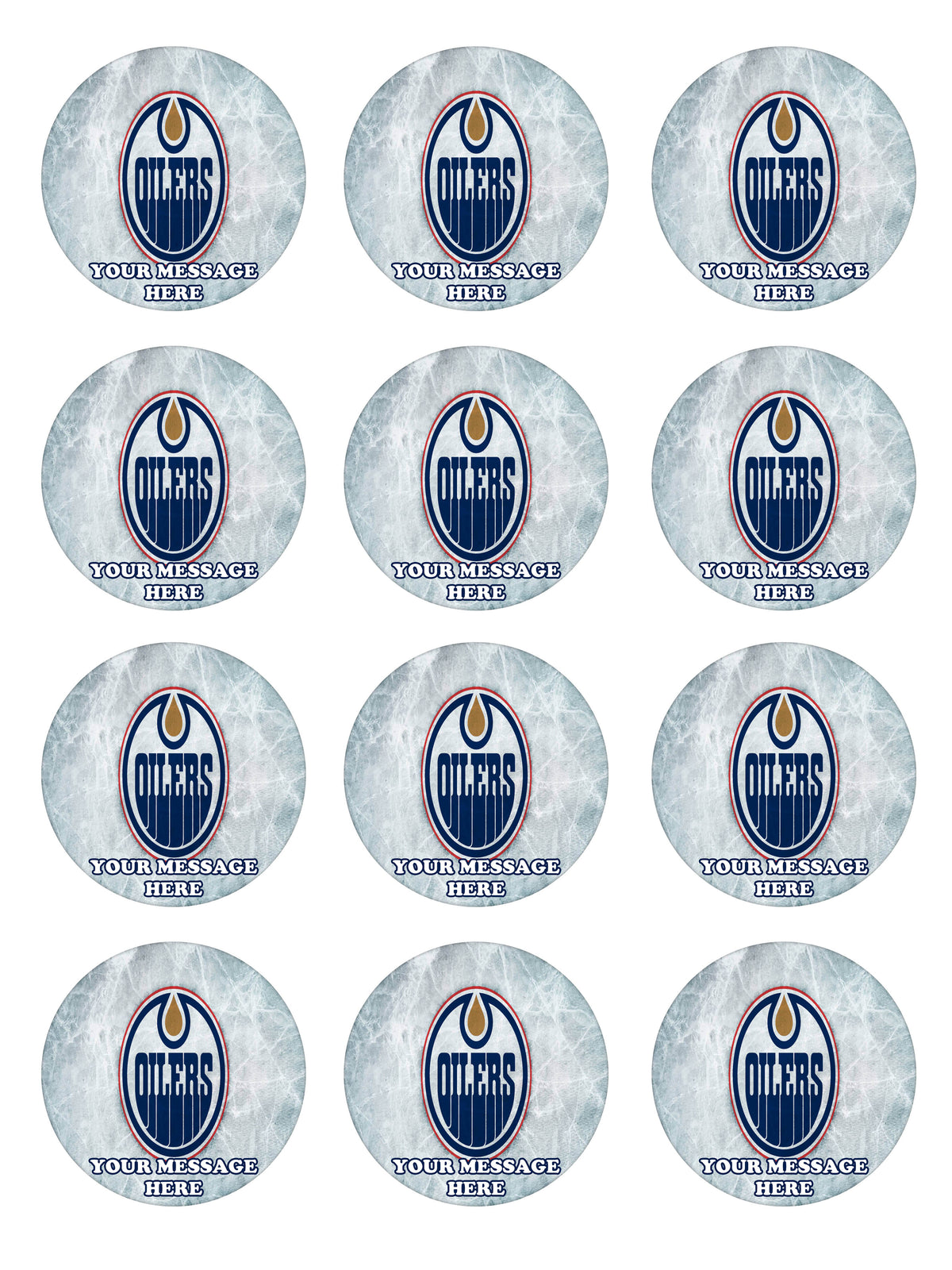 Edmonton Oilers Edible Cupcake Toppers (12 Images) Cake Image Icing Sugar Sheet