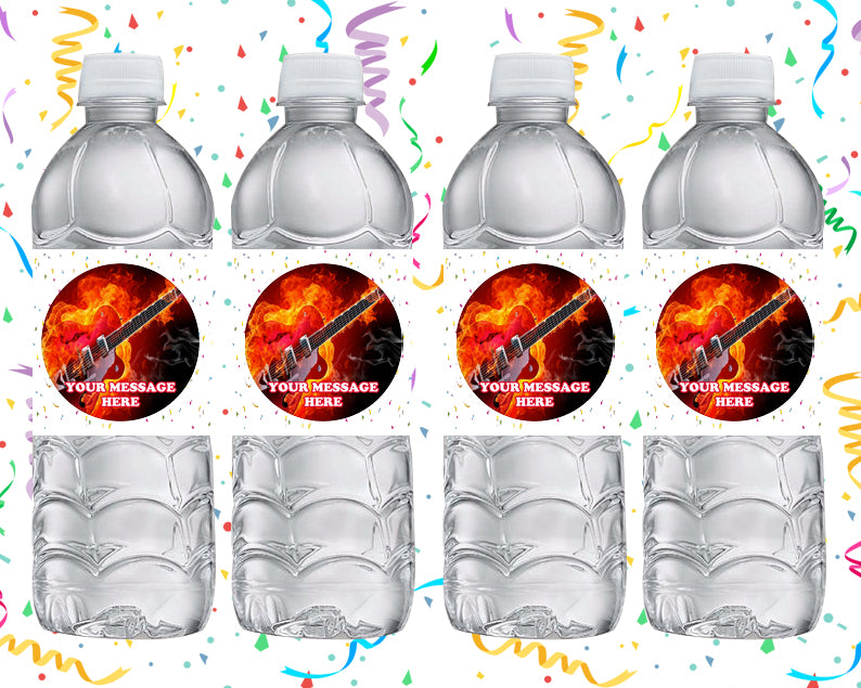 Electric Guitar Water Bottle Stickers 12 Pcs Labels Party Favors Supplies Decorations