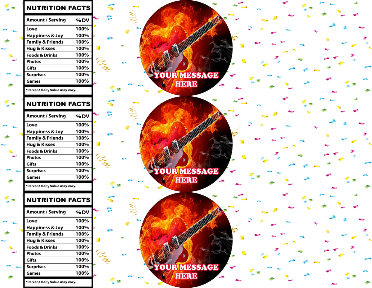 Electric Guitar Water Bottle Stickers 12 Pcs Labels Party Favors Supplies Decorations