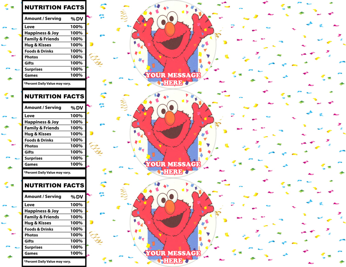 Elmo Water Bottle Stickers 12 Pcs Labels Party Favors Supplies Decorations