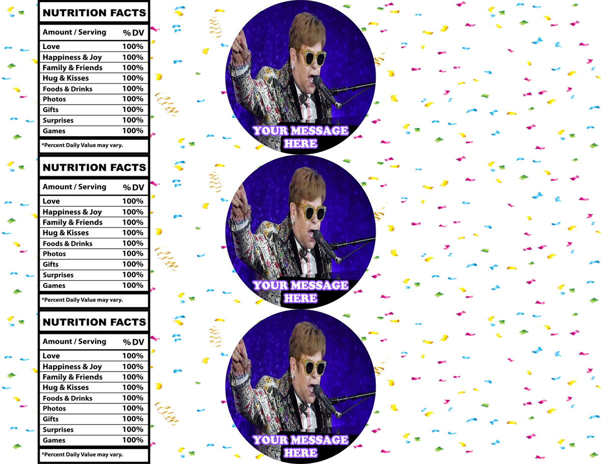 Elton John Water Bottle Stickers 12 Pcs Labels Party Favors Supplies Decorations