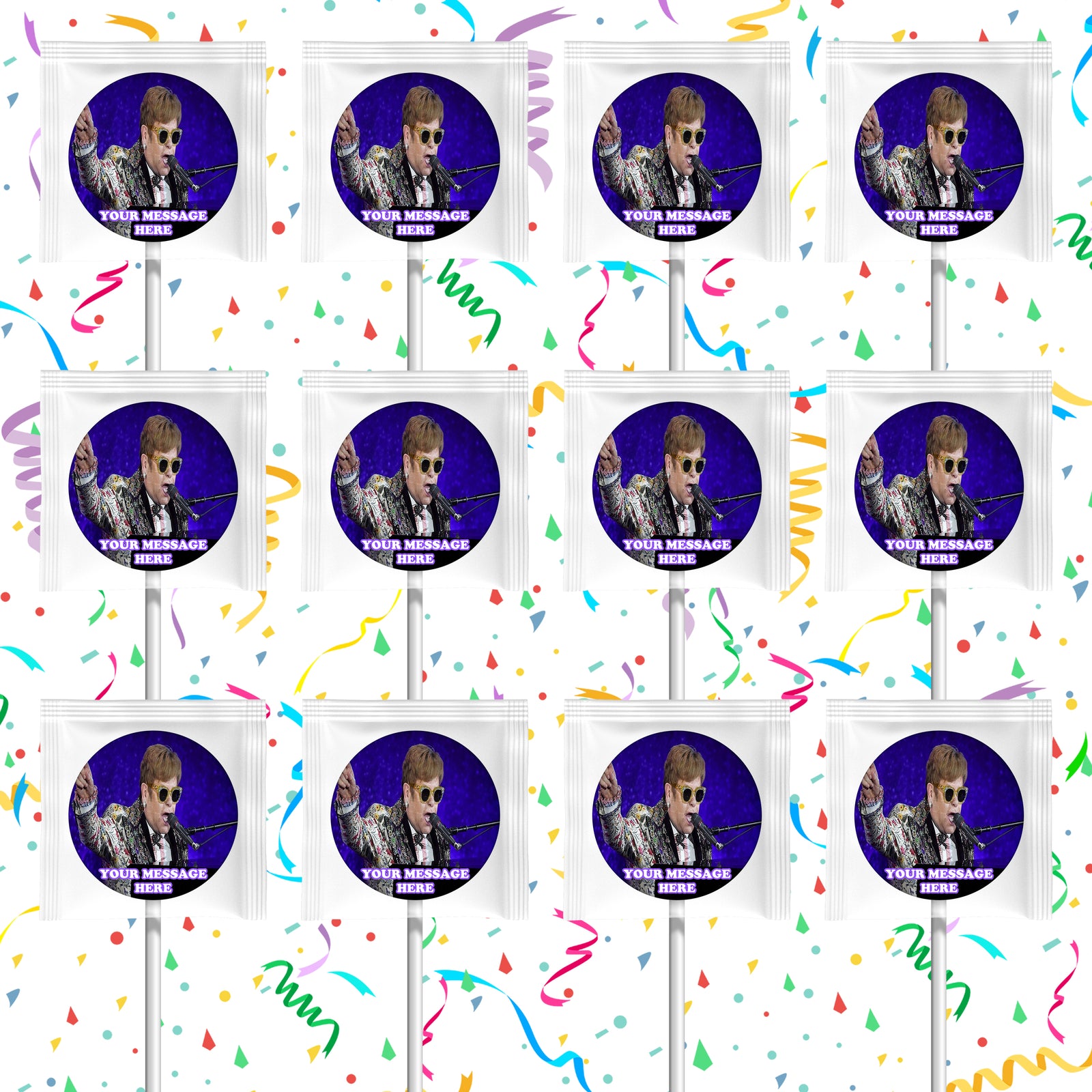 Elton John Lollipops Party Favors Personalized Suckers 12 Pcs
