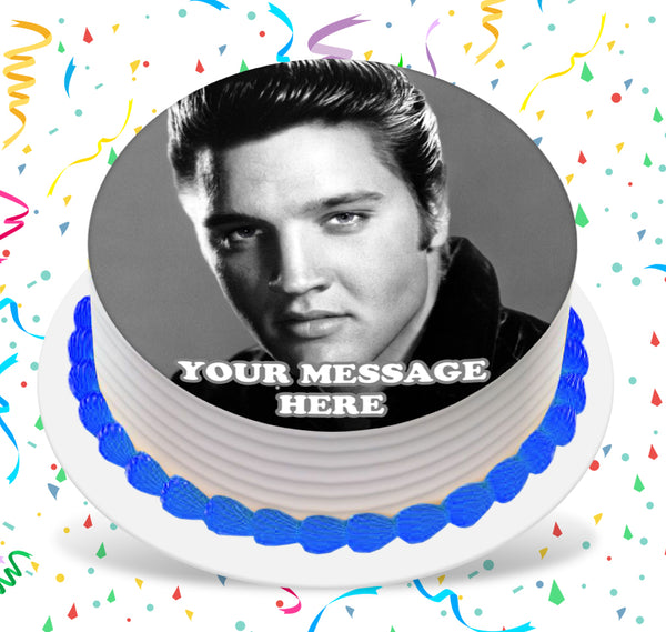 Personalised Elvis Presley Edible Icing Cake Topper – Various Sizes, Birthday Decoration (UK Made)