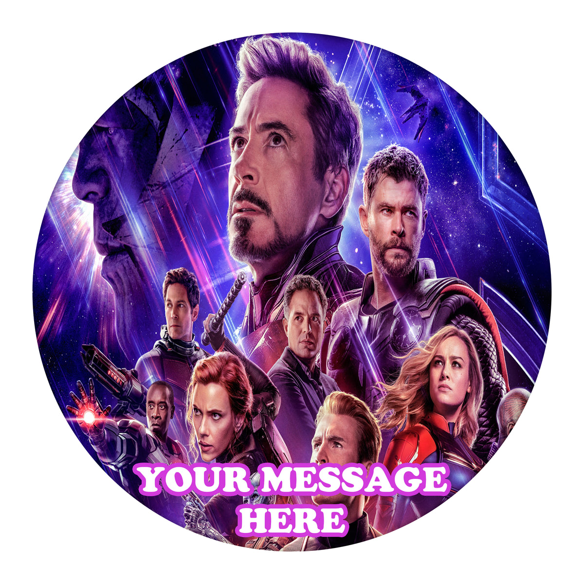 Avengers Endgame Edible Image Cake Topper Personalized Birthday Sheet Custom Frosting Round Circle