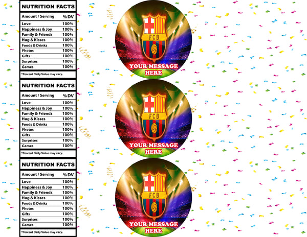 FC Barcelona Water Bottle Stickers 12 Pcs Labels Party Favors Supplies ...