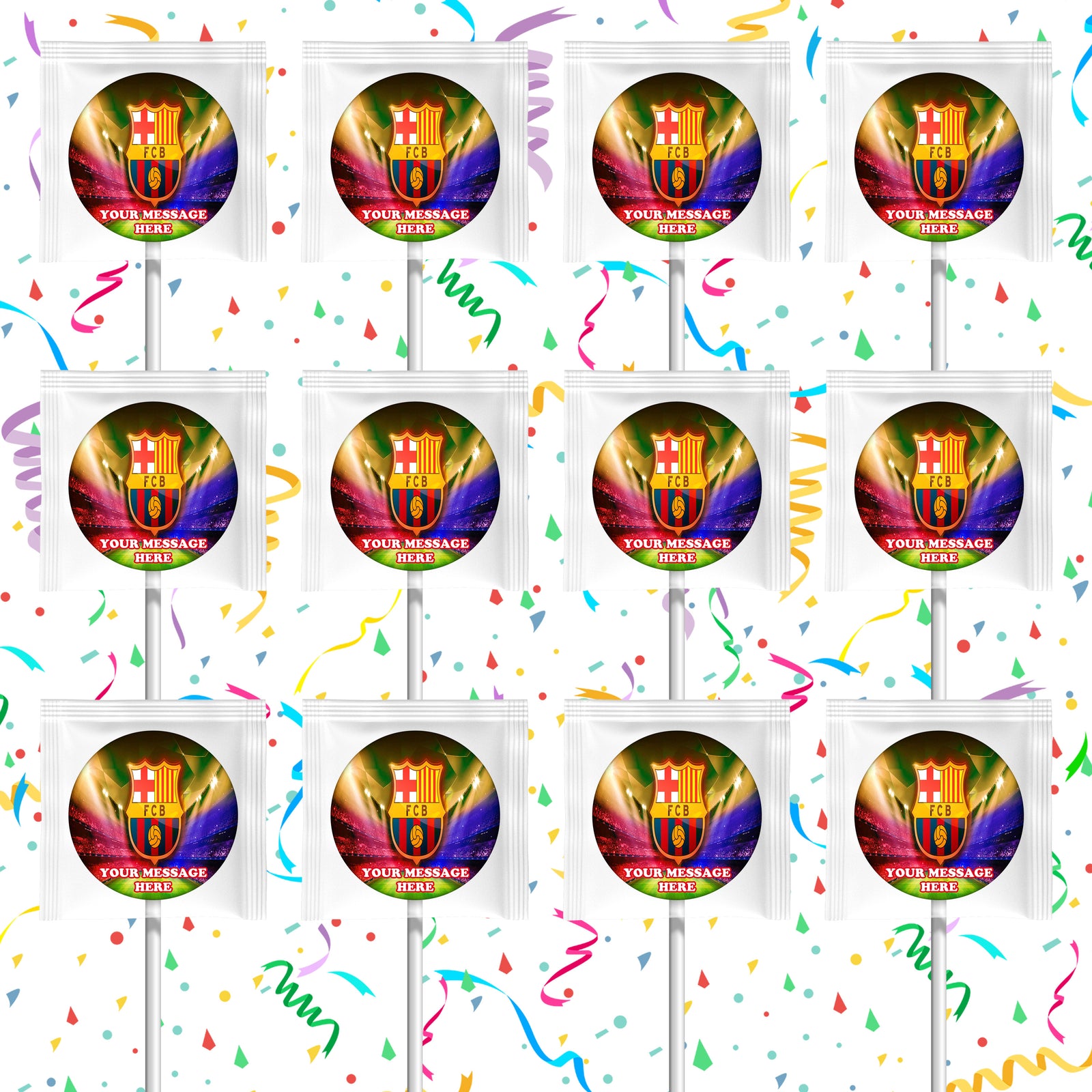 FC Barcelona Lollipops Party Favors Personalized Suckers 12 Pcs