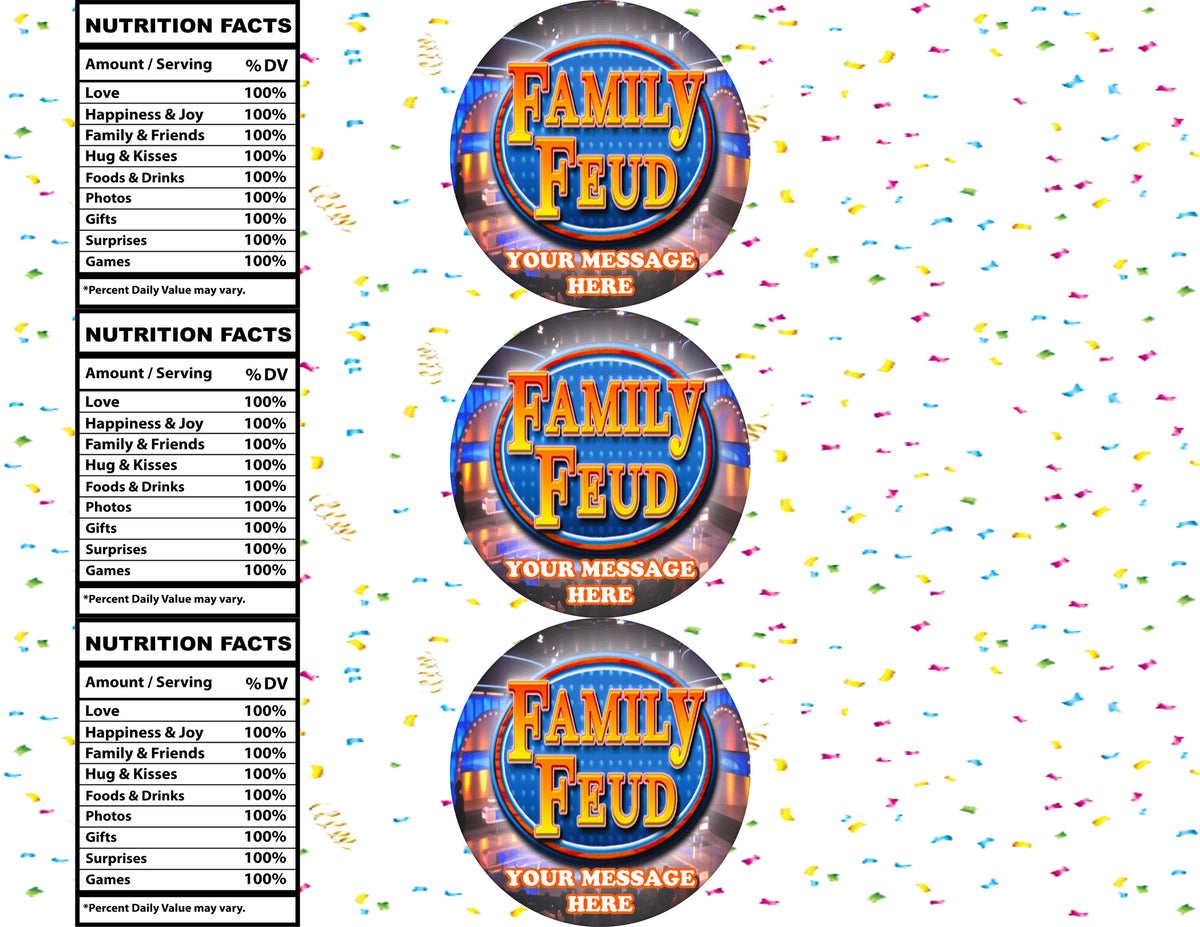 Family Feud Water Bottle Stickers 12 Pcs Labels Party Favors Supplies Decorations