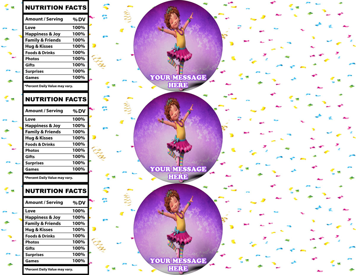 Fancy Nancy Water Bottle Stickers 12 Pcs Labels Party Favors Supplies Decorations