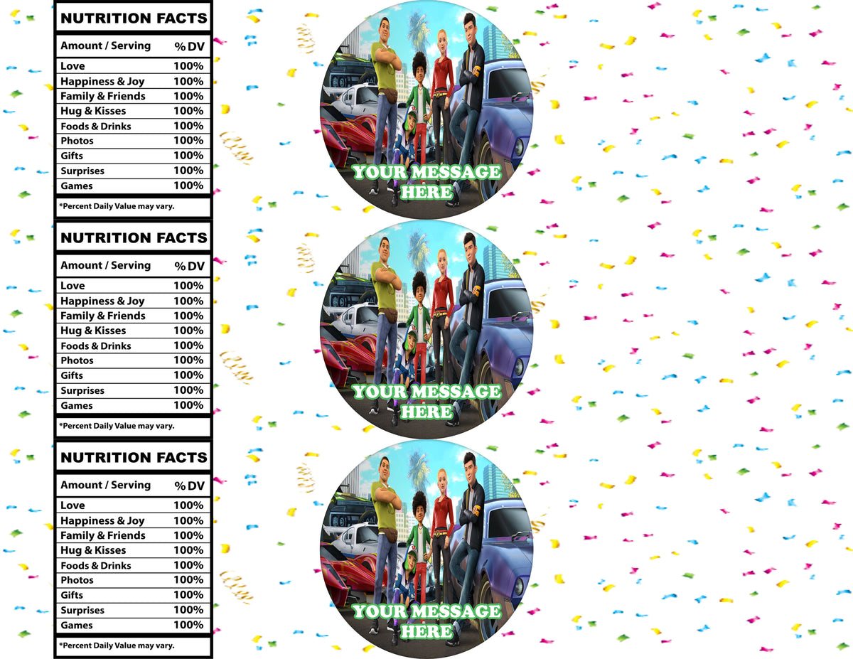 Fast And Furious Spy Racers Water Bottle Stickers 12 Pcs Labels Party Favors Supplies Decorations