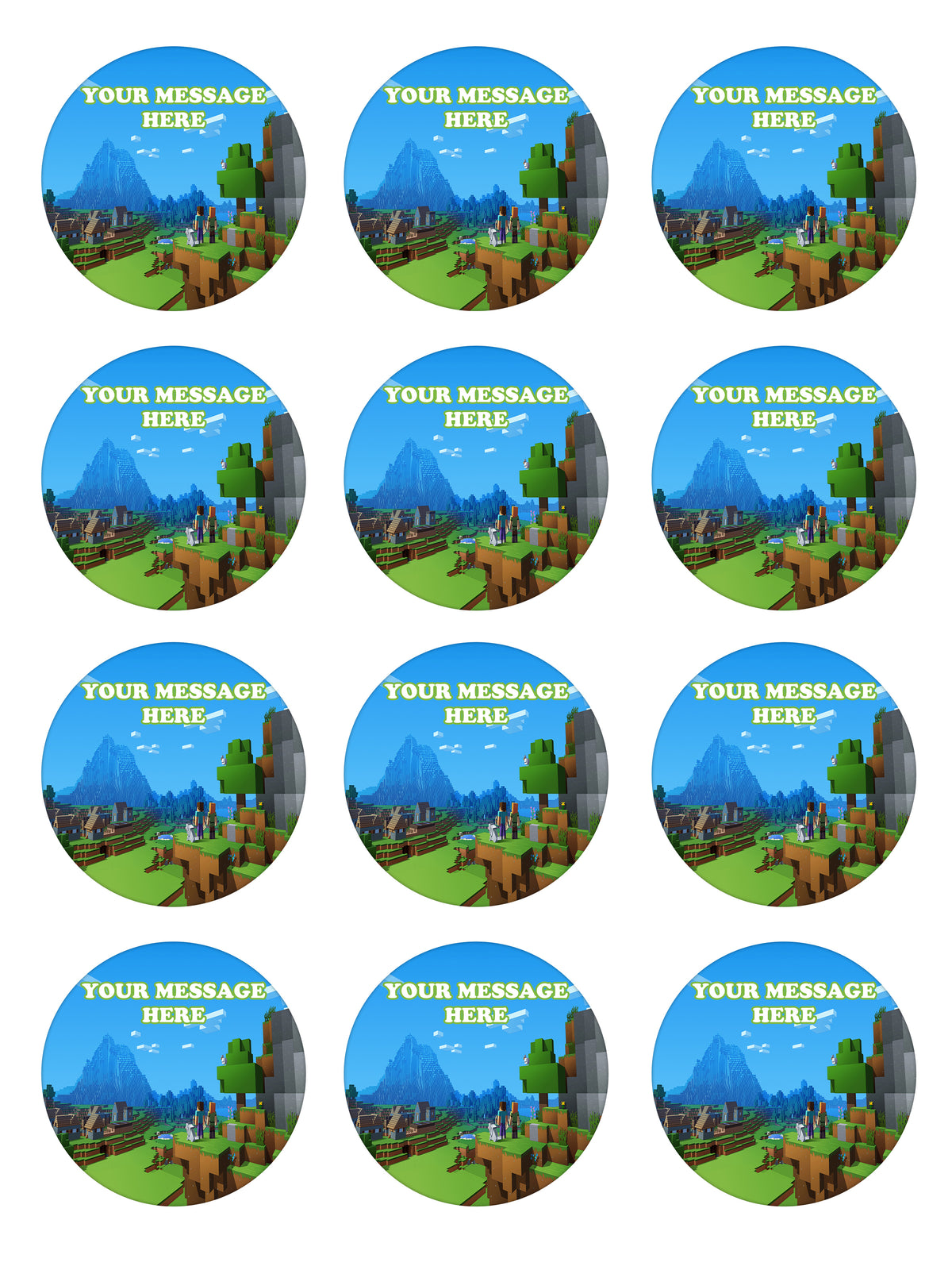 Minecraft Edible Cupcake Toppers (12 Images) Cake Image Icing Sugar Sheet