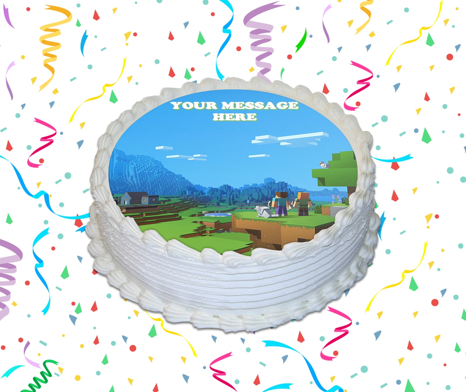 Minecraft Edible Image Cake Topper Personalized Birthday Sheet Custom Frosting Round Circle