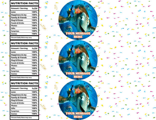 Finding Nemo Water Bottle Stickers 12 Pcs Labels Party Favors Supplies ...