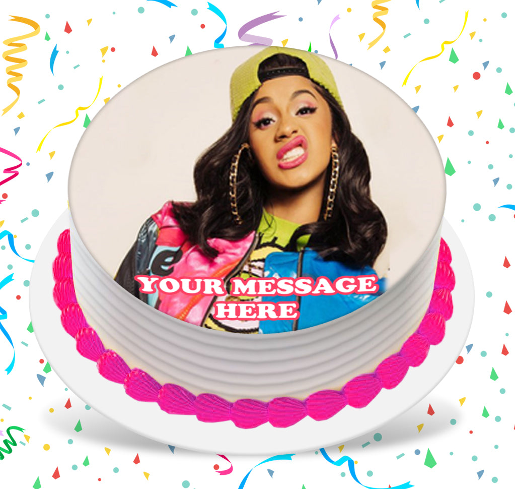 Cardi B Edible Image Cake Topper Personalized Birthday Sheet Custom Frosting Round Circle