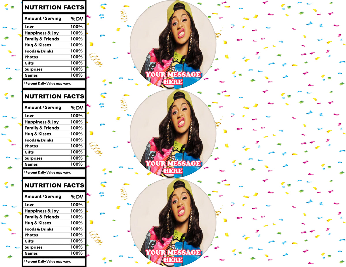 Cardi B Water Bottle Stickers 12 Pcs Labels Party Favors Supplies Decorations