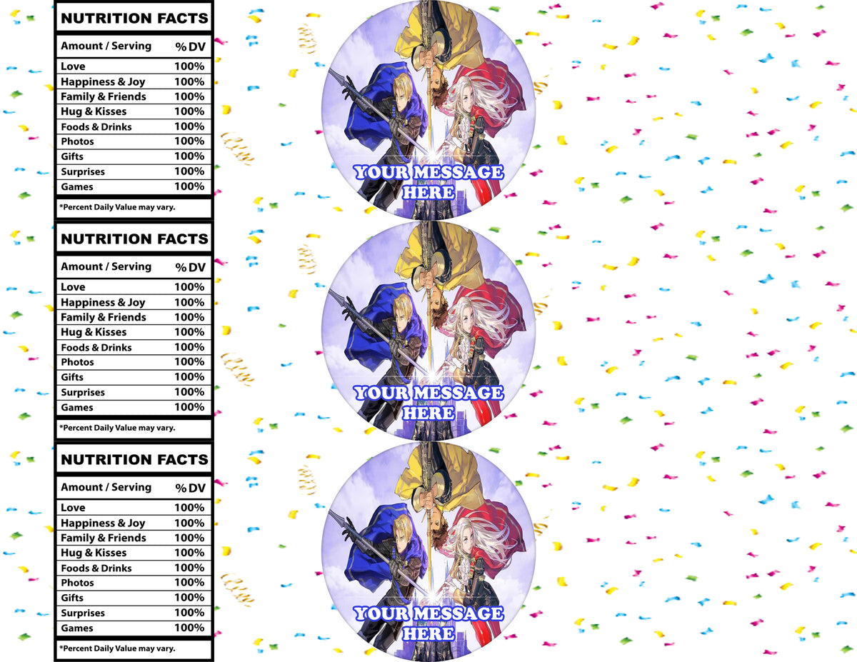 Fire Emblem Three Houses Water Bottle Stickers 12 Pcs Labels Party Favors Supplies Decorations