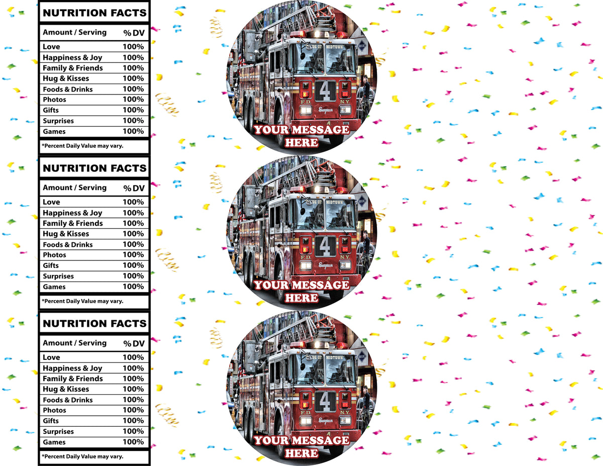 Fire Engine Water Bottle Stickers 12 Pcs Labels Party Favors Supplies Decorations