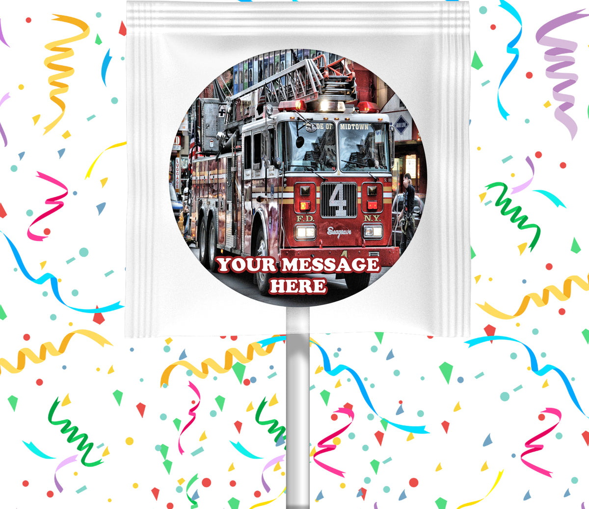 Fire Engine Lollipops Party Favors Personalized Suckers 12 Pcs