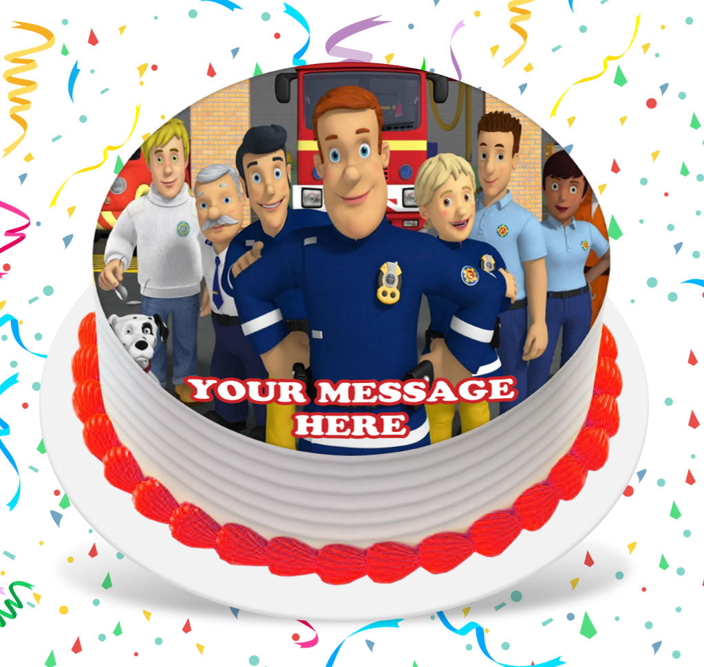 Fireman Sam Edible Image Cake Topper Personalized Birthday Sheet Custom Frosting Round Circle