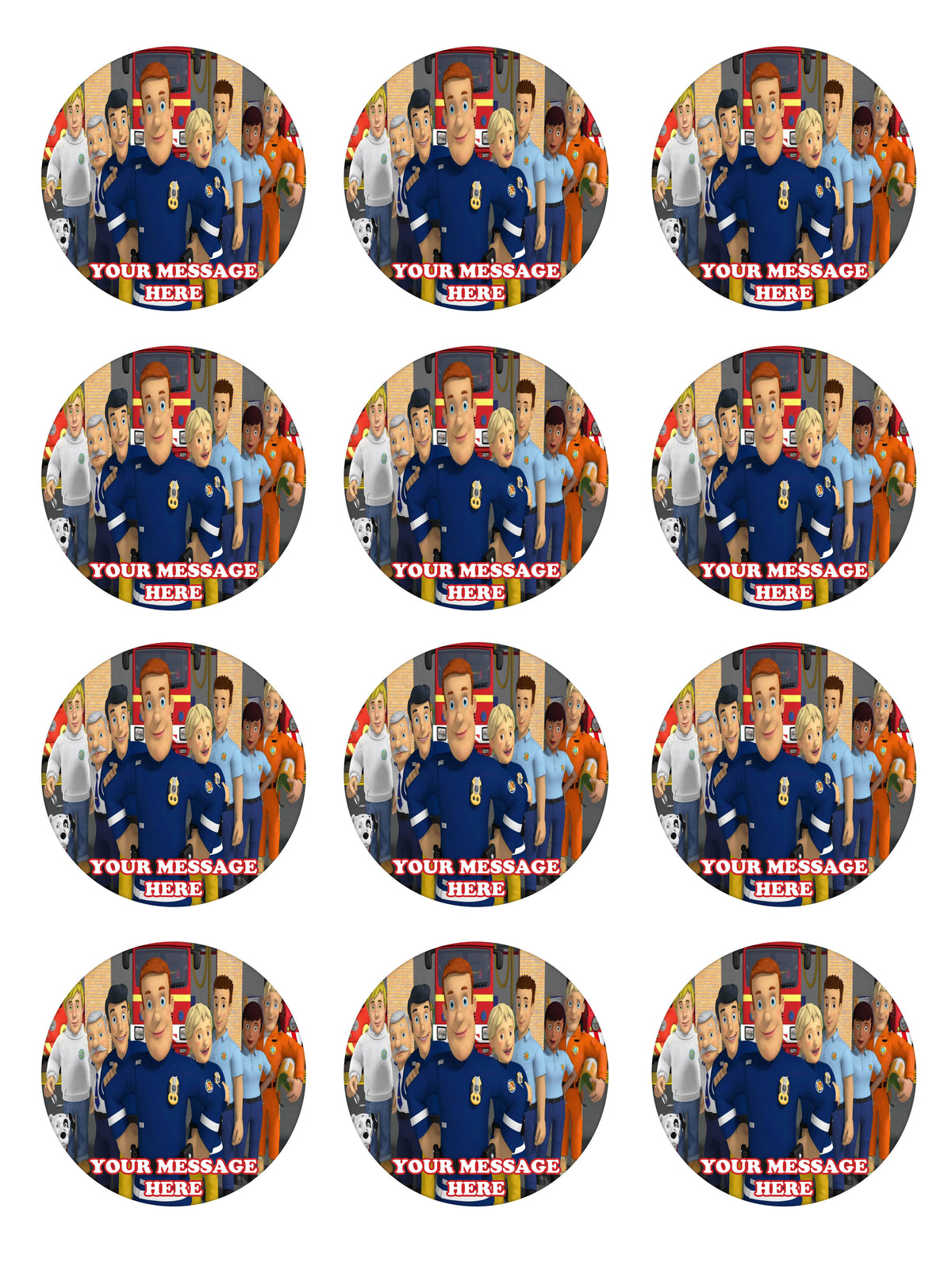 Fireman Sam Edible Cupcake Toppers (12 Images) Cake Image Icing Sugar Sheet
