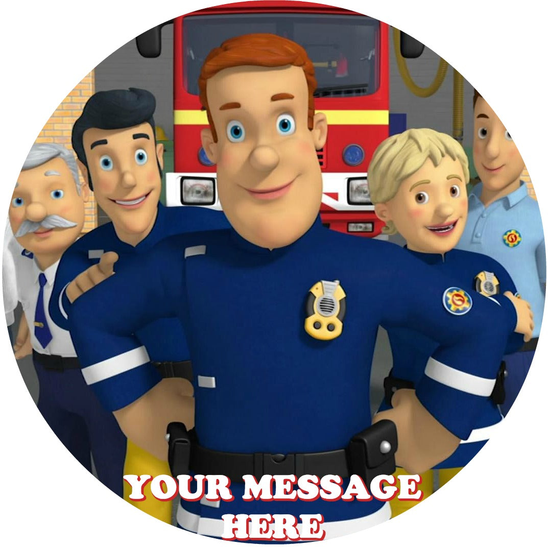 Fireman Sam Edible Image Cake Topper Personalized Birthday Sheet Custom Frosting Round Circle