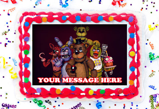 Five Nights At Freddy&#39;s Edible Image Cake Topper Personalized Birthday Sheet Decoration Custom Party Frosting Transfer Fondant