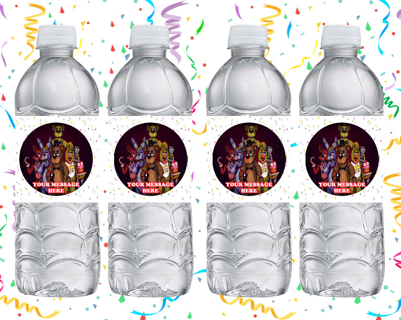 Five Nights At Freddy&#39;s Water Bottle Stickers 12 Pcs Labels Party Favors Supplies Decorations